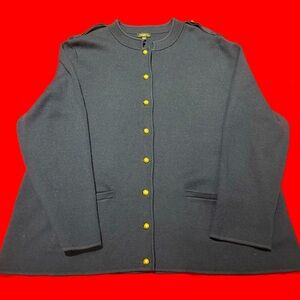 Talbots Navy Blue Merino Wool Sweater Blazer 3Xp